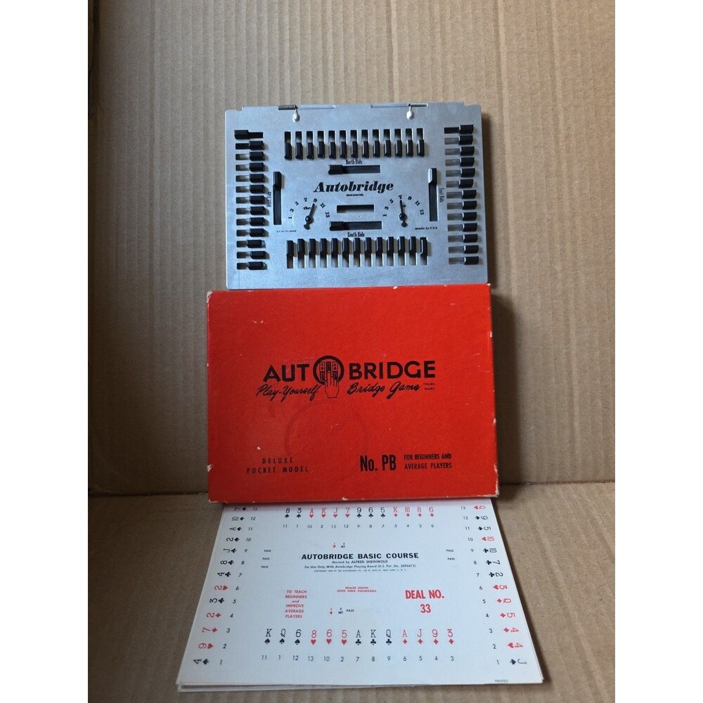 Vintage Autobridge Deluxe Pocket Model No‎ PB Solo Bridge Game with Case Sheets